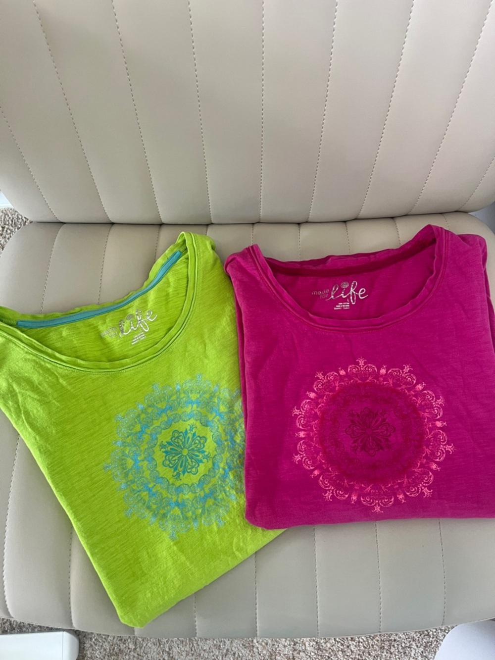 Women's 100% Cotton Short-Sleeve Graphic Tee - Lime and Fuchsia